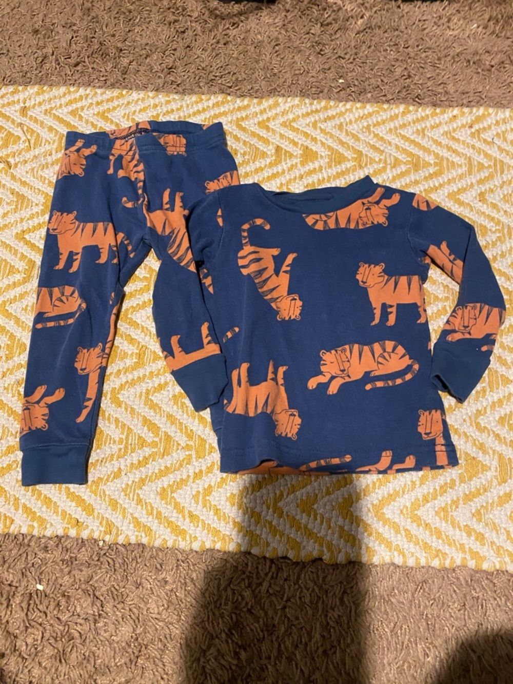 Carter's Navy and Orange Tiger Print Pajama Set